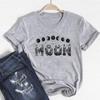 (Asian Size)Tee Top Moon Letter Trend Lovely Cute Fashion T Shirt Clothing Casual Short Sleeve Women Print Lady Female Graphic T-shirt