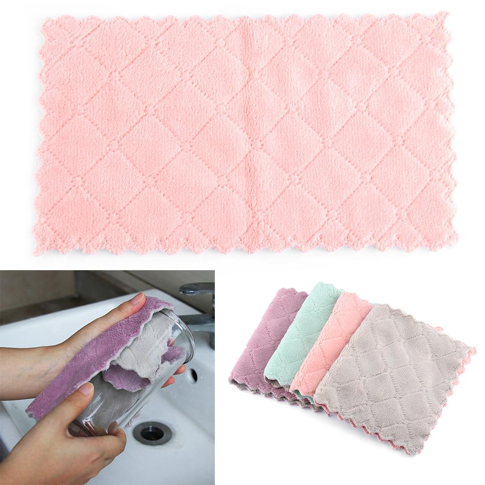 Tableware Household Microfiber Kitchen Scouring Pad Non-stick Oil Rags Clean Cloths Cleaning Towel
