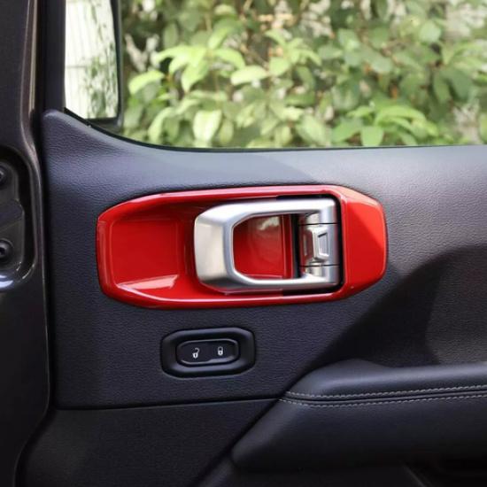 For Jeep Gladiator JT/JL 18-2025 ABS Red Inner Door Handle Bowl Panel Cover Trim