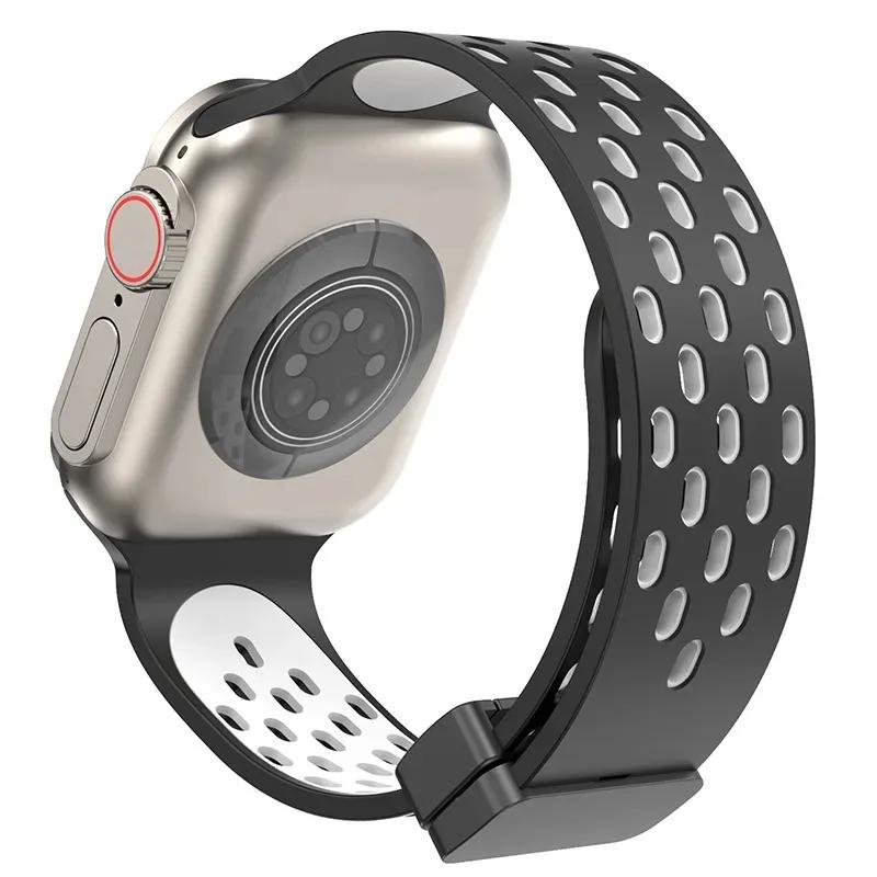 Магнитный силиконовый ремешок для Apple Watch Band Ultra 3 2 49мм 45мм 41мм Браслет для iWatch Series 11 10 9 8 7 6 SE 5 4 3 38мм 46мм 42мм 44мм