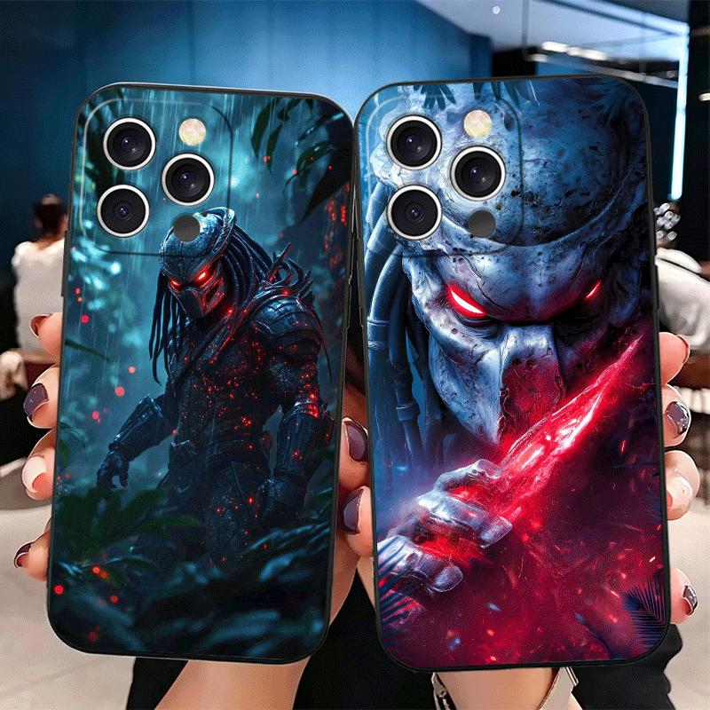 Мягкий чехол для телефона A-Alien Vs P-Predator для iPhone 16 16E 17 Air 15 Pro Max 14 Plus 13 Mini 11 12 7 Черная задняя крышка