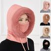 Women Winter Hat with Integrated Scarf Thick Warm Faux Fur Knitted Windproof High Elasticity Full Protection Outdoor Travel Cold Weather Cap