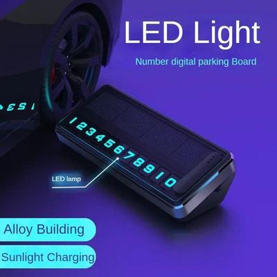 Светящийся номерной знак автомобиля, солнечная зарядка, временная парковочная карта, светодиодное освещение, карта остановки автостоянки, автомобильные аксессуары, интерьер
