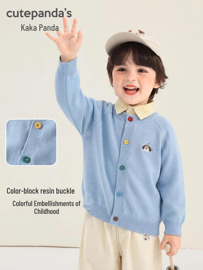 Детский вязаный кардиган Kaka Panda - Весенний наряд для мальчиков и девочек, Повседневный топ для малышей на весну и осень