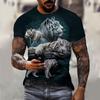 Мужские футболки летние топы с рисунком животных и тигра 3D-принтом футболки летние женские уличные модные футболки больших размеров мужская одежда