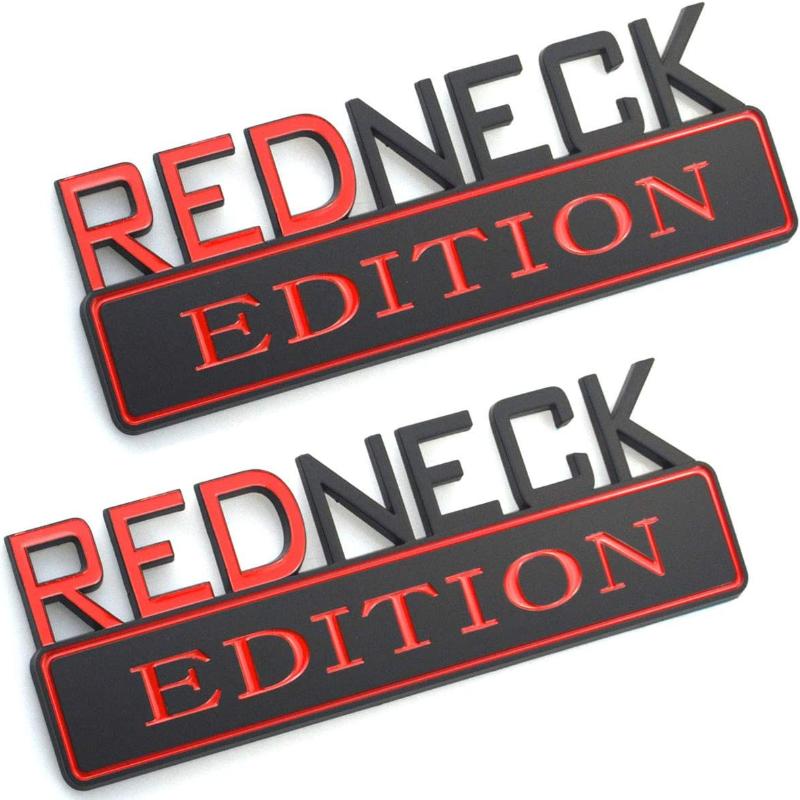 2 шт. автомобильная эмблема Redneck Edition, хромированный значок, 3D наклейка, наклейка, совместимая с F-150 F250 F350 Silverado 1500 (Красный/черный)