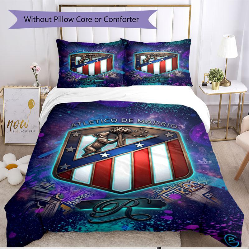 3pcs Duvet Cover Set (1*Duvet Cover + 2*Pillowcase, Without Core), Atletico de Madrid Print Soft All‑Season Bedding Set, Home Bedroom Decor Gift