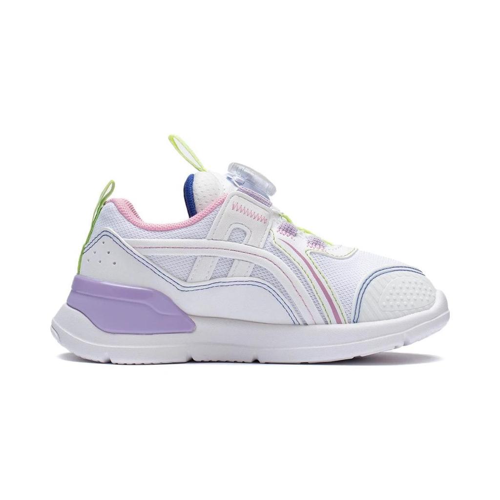 Li Ning Kids Comfortable Daily Non-Slip Wear-Resistant Low-Top Casual Shoes Kids Casual Shoes White Purple YKNT004-4
