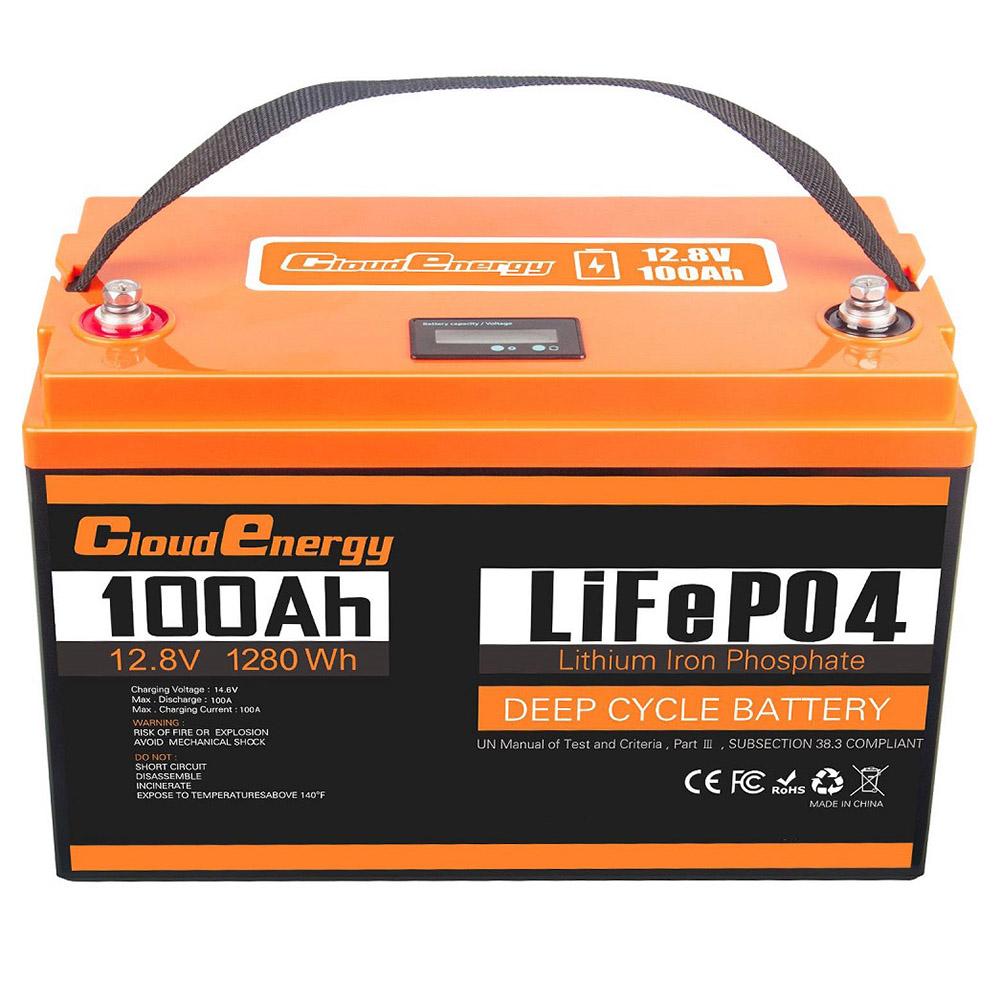 Cloudenergy 12V 100Ah LiFePO4 Battery Pack, 1280Wh Energy, 6000+ Cycles, Built-in 100A BMS, Support Series/Parallel, for Backup Power