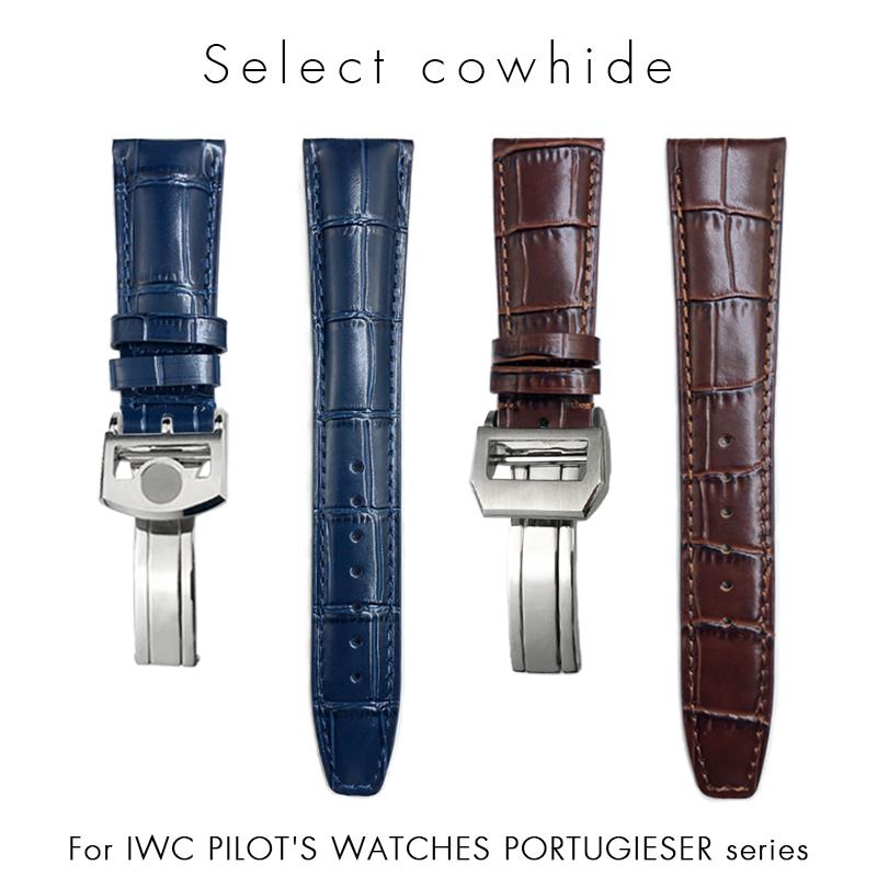 19мм 20мм 21мм 22мм Ремешок для часов из натуральной кожи для IWC Pilot Portugieser 7 Porotfino Черный Коричневый Синий Ремешок для часов Металлическая пряжка