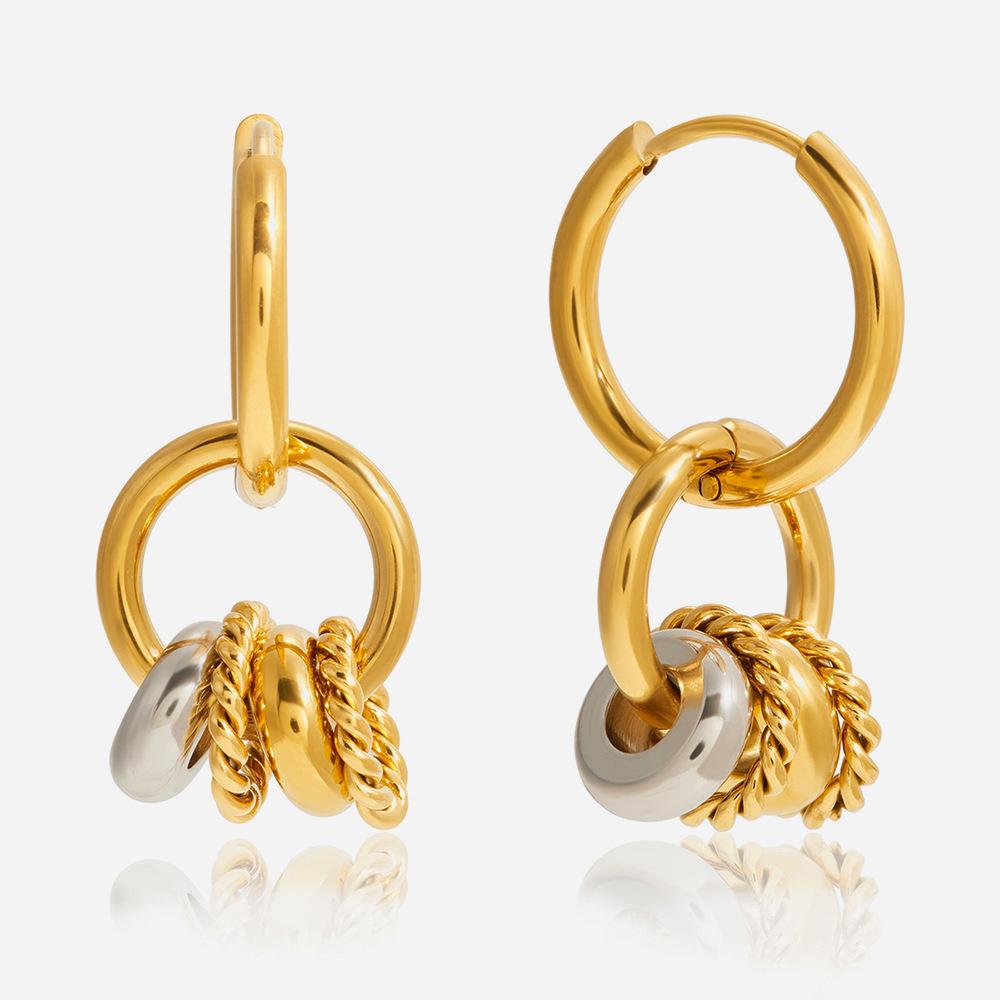 Light luxury niche high-end color matching multi-ring pendant earrings