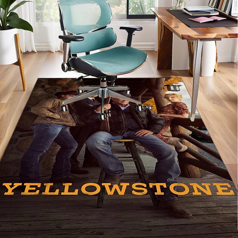 Yellows-tone Dutton Ranch Office Rug Chair Mat, Game Carpet, Suitable for Front Door, Bedroom, Living Room, Desk, Holiday Gift
