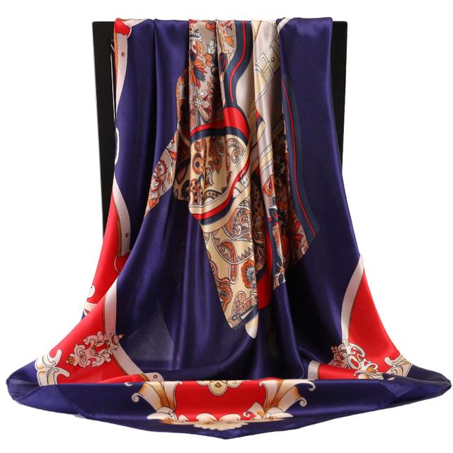 2022 Новый дизайн 90*90 см элегантный шелковый шарф квадратный атласный женский головной убор женский офисный женский шаль шифоновый платок бандана глушитель