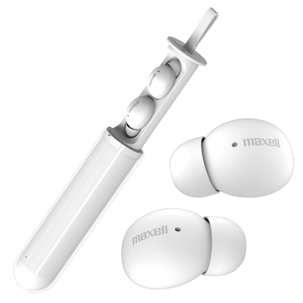 Maxell Полностью беспроводные наушники, совместимые с Bluetooth-адаптером, Одиночные, Белые, 5.3, Громкая связь, Легкие, Маленькие, Тип,