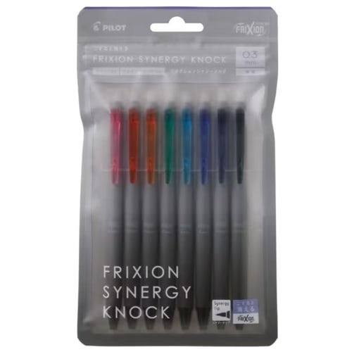 Шариковая ручка PILOT Frixion Synergy Knock 0,3 мм, набор из 8 цветов LFSK138C