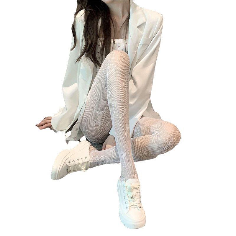 Китти Y2K Харадзюку Черные колготки в сетку с вырезами