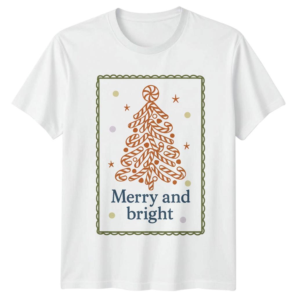 Merry And Bright Christmas Candy Cane Holidays Mens T-Shirt Womens Tee