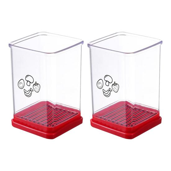 1/2/3 Pcs Fruit Cup Slicer with Push Plate Strawberry Bananas Kiwis Cutter Integrated Blade Design Dishwasher Safe Vegetable Salad Kitchen Gadget