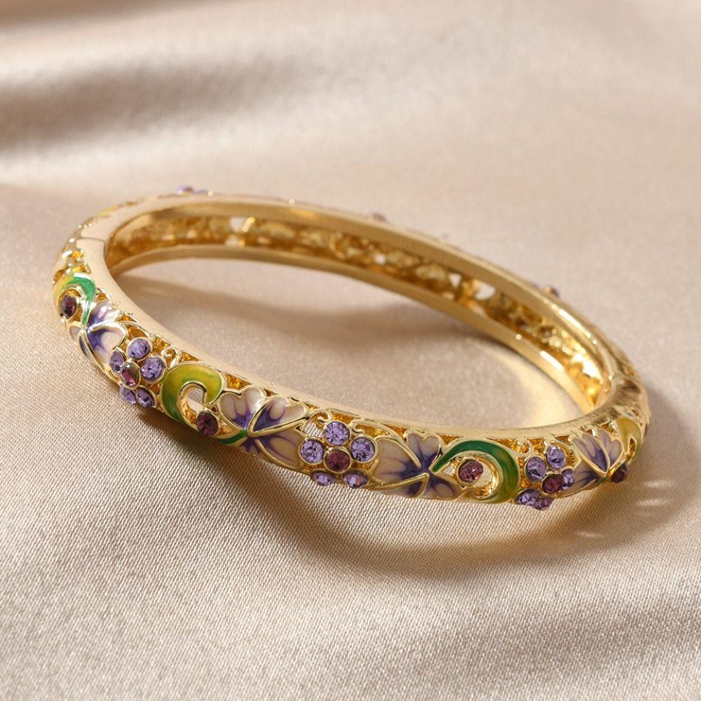 Традиционный ажурный цветочный браслет китайский женский браслет на руку винтажный браслет перегородчатой эмали для девочек