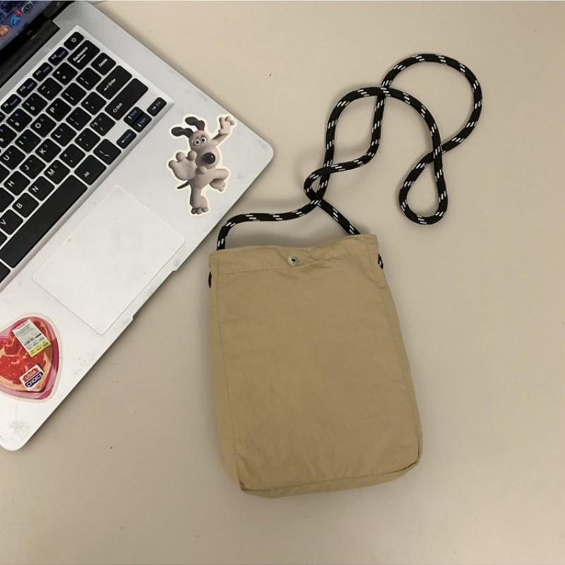 Мини-сумка из нейлона для мужчин и женщин, шикарная сумка-ведро через плечо, повседневная маленькая сумочка с завязками на шнурке, кошелек для телефона