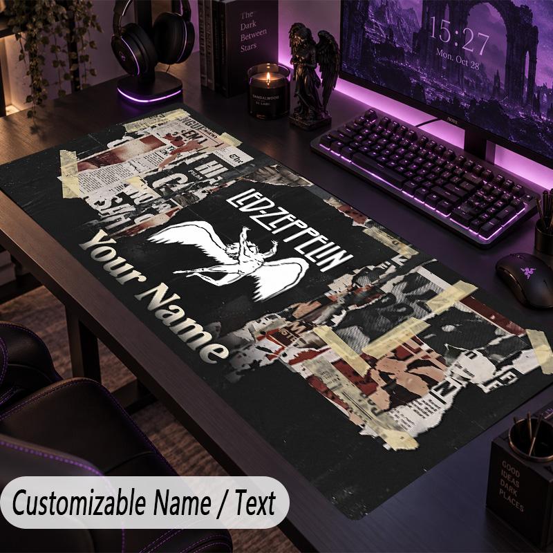 Large Mouse PadLed Zeppelin Custom Name Text Personalized Desk Mat Non Slip Gaming Pad