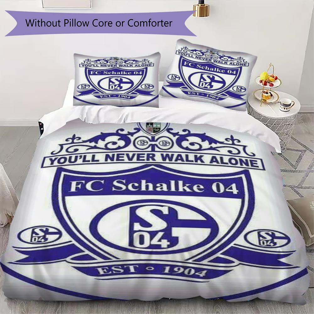 Комплект постельного белья с узором Schalke 04, пододеяльник, наволочка, домашний декор, подарок на день рождения (1 * пододеяльник + 2 * наволочка без наполнителя)147