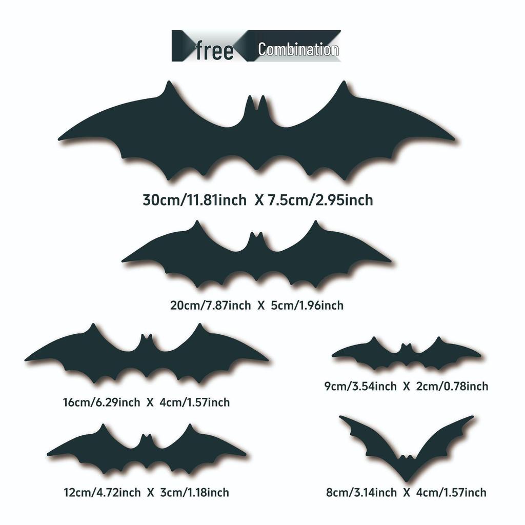 LED Halloween Wall Stickers: Black Bats & Spiders Party Decoration