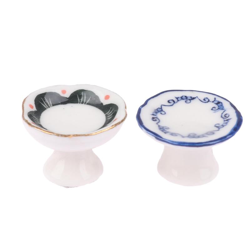 1:12 миниатюрных керамических фруктовниц для кукольного домика, высокий поднос, тарелка для торта, столовая посуда, модель кухни, декор, игрушка, аксессуары для кукольного домика