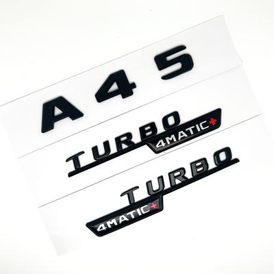 3D ABS Глянцевый Черный Значок Крыла Автомобиля Турбо 4MATIC Наклейка На Задний Багажник Эмблема AMG Логотип A45 Для Mercedes Benz A 45 AMG W176 W177