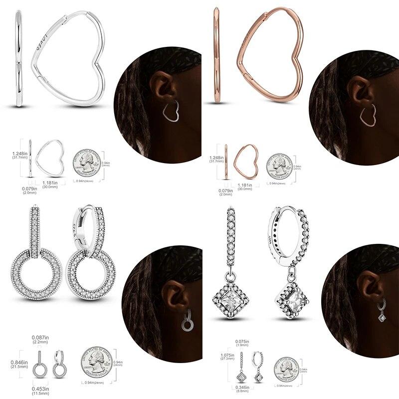 Сверкающие цирконовые серьги-кольца из серебра 925 пробы, круглые серьги в форме сердца для женщин, свадебные украшения для помолвки