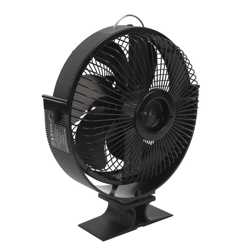 Fireplace Fans Heat Powered 6 Blades Slient with Protective Cover Handle Wood Stove Fan for Gazebo