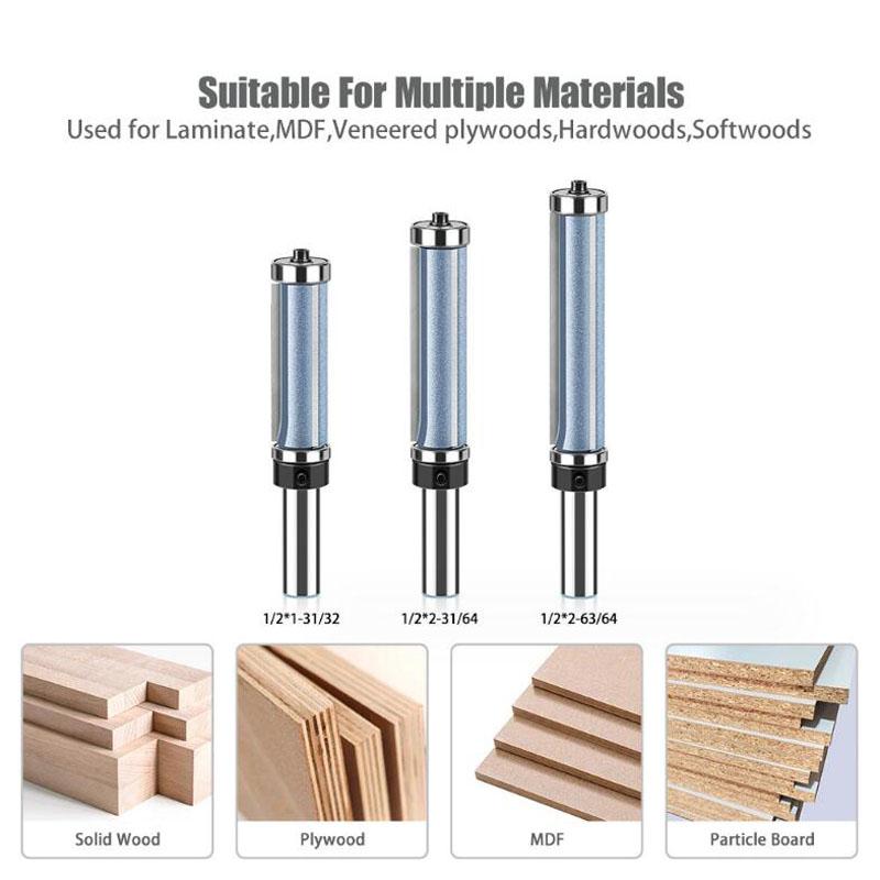 1/2 дюйма, 12 мм, длинное лезвие с хвостовиком, фреза с 3 лезвиями, фреза для промывки, деревообрабатывающий режущий инструмент