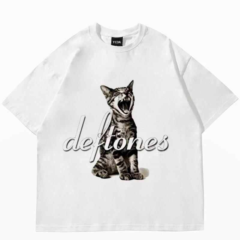 Top Women's Cute Cat Printed Short Sleeve T-shirt Women's Harajuku Fashion Couple Loose Street Style Y2K Clothing