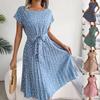 Women's Casual Short-sleeved Floral Pleated Dress