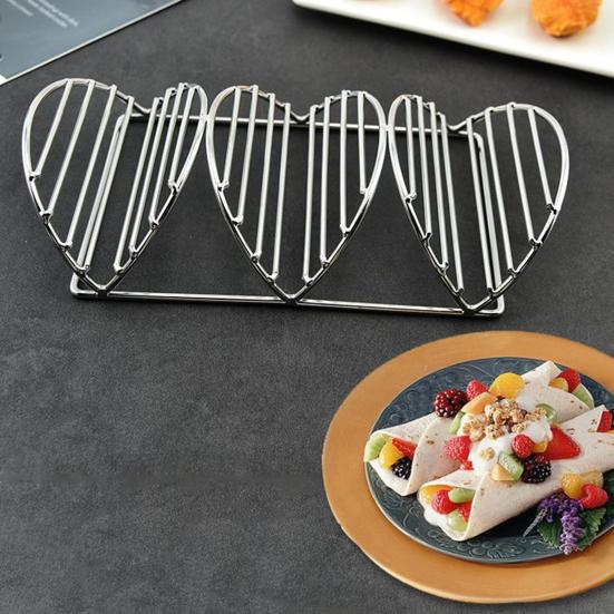 Подставки для тако из нержавеющей стали для 3 тако. Нержавеющие подносы для тако для хрустящих ракушек. Термостойкая подставка для буррито для праздничных вылазок.