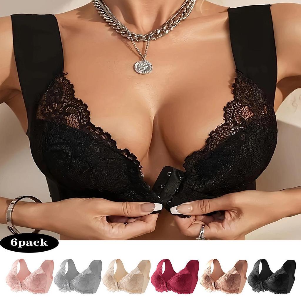 Plus Size Front Closure Lace Bra - Lifting & Wireless Seamless for Women