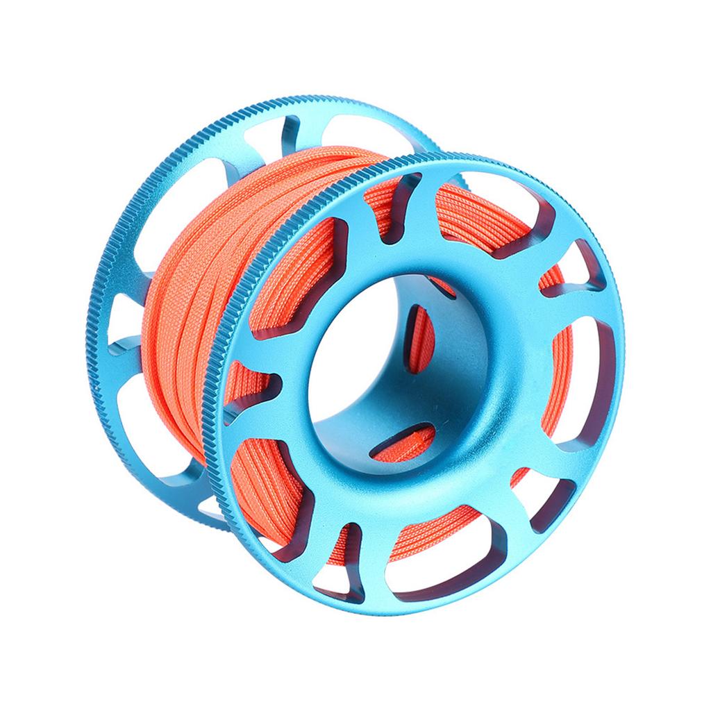 KEEP DIVING Aviation Aluminum Finger Reel Clip Scuba Diving Tech Spool 15m Line(Blue)