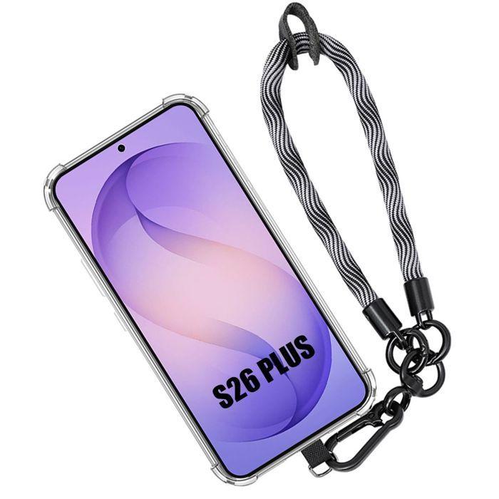 Coque pour Samsung Galaxy S26 Plus, Protection Antichoc avec Bracelet Robuste Démontable Gris