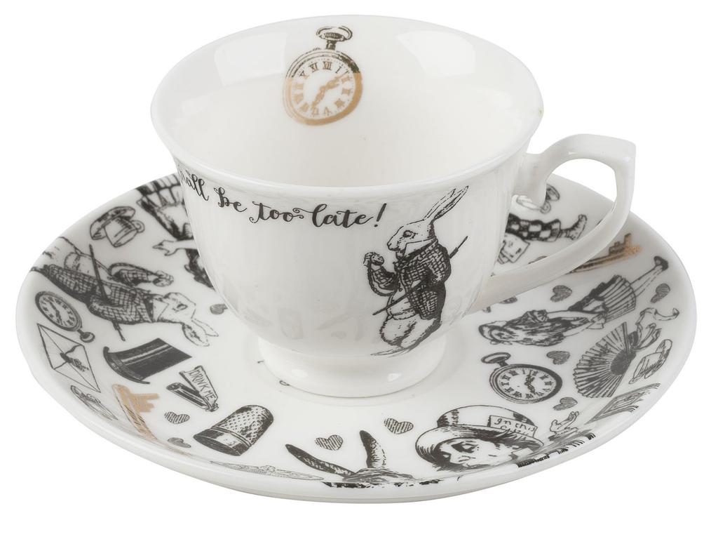 Victoria Albert Alice In Wonderland Espresso Cup And White & Saucer,