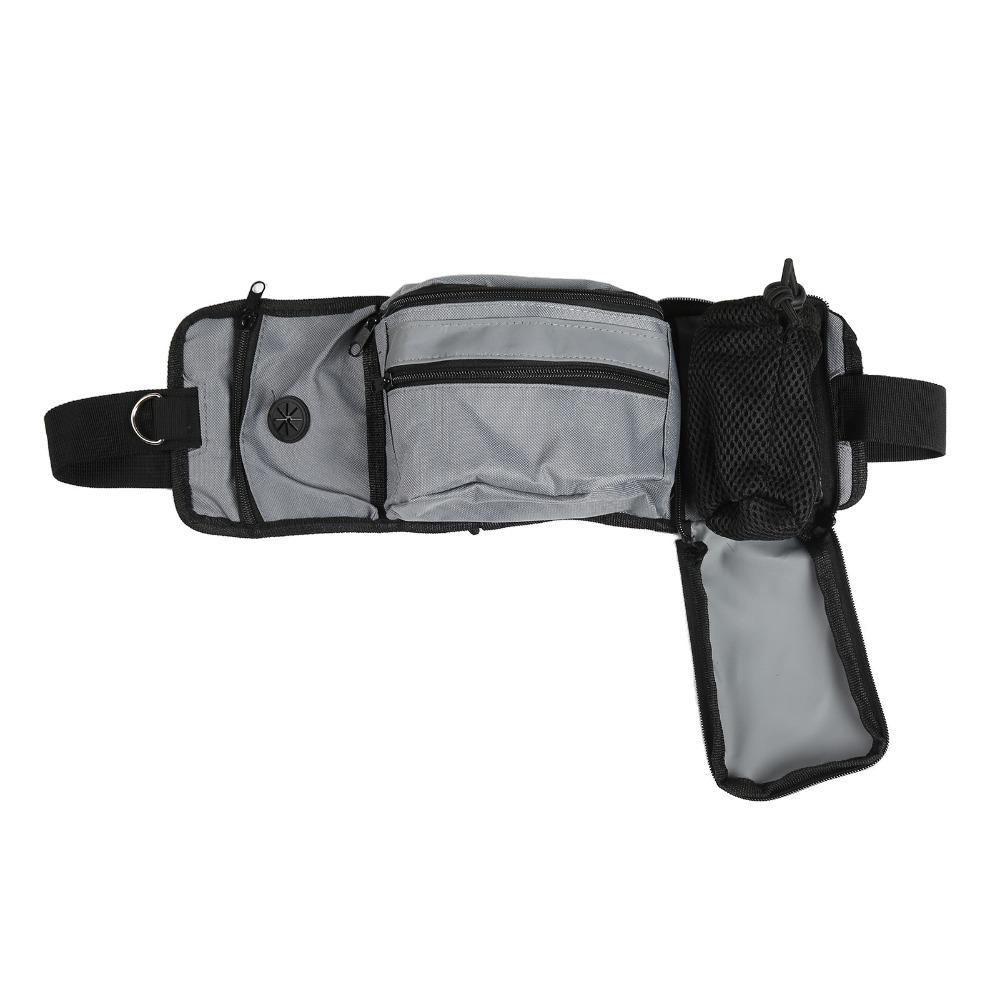 Multi Pockets Pet Training Waist Bag Grey Pet Food Storage Bag Pet Obedience Training