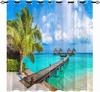 Прибрежный пляж, гавайские пальмы, пирс, пейзаж, 3D узор, комплект оконных штор для украшения спальни, домашний декор, шторы