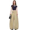 Autumn Khaki Scimitar High-Street Drapey Wide-Leg Jeans for Women
