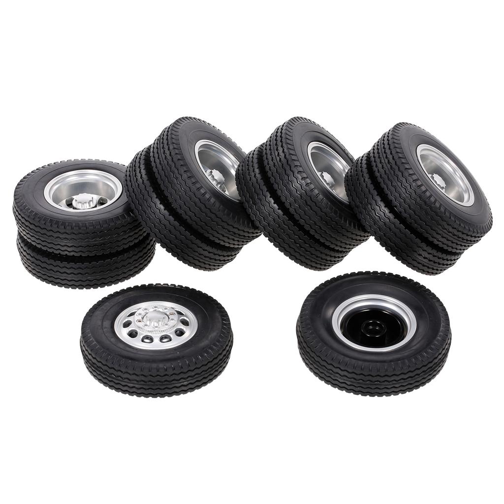 Compatible with Tamiya 1/14 RC Tractor Truck Aluminum Alloy Front & Rear Truck Wheel Rim Tires 6PCS