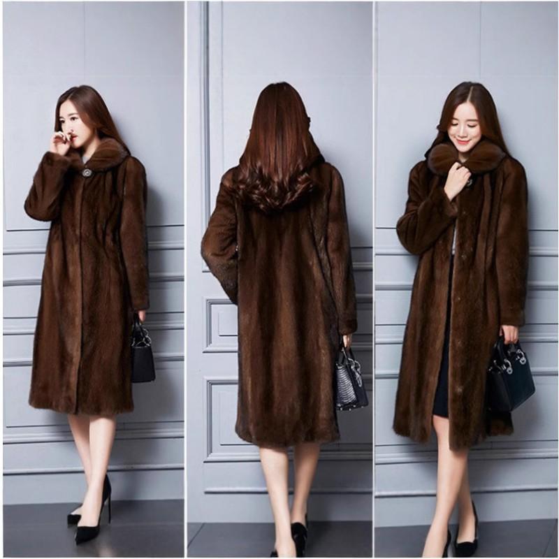 2026 Fall Winter Long Faux Fur Coat Women Hooded Commuter Style