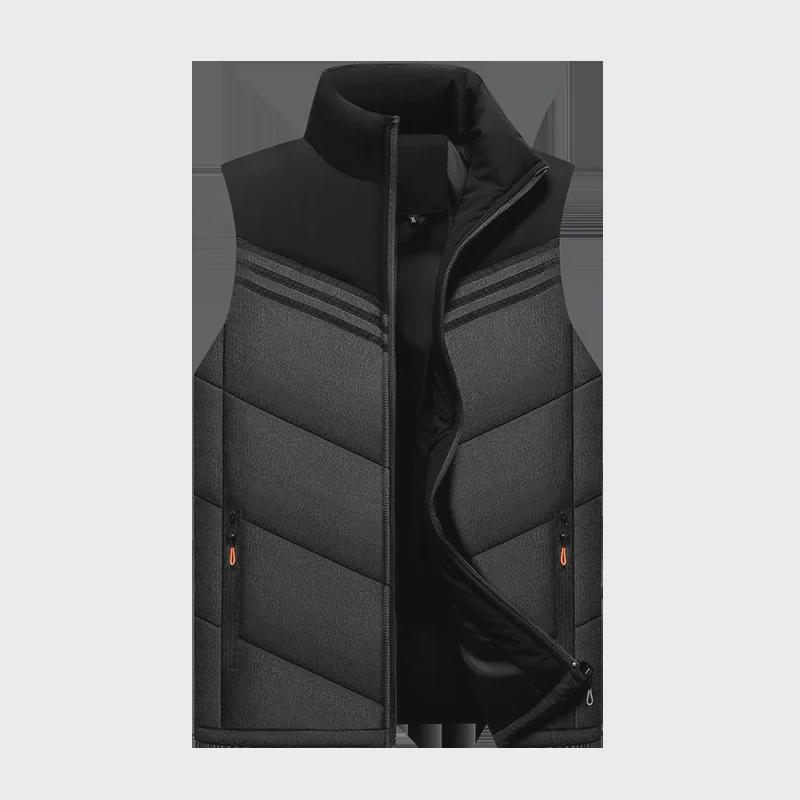 Мужской толстый теплый хлопковый жилет без рукавов - повседневный жилет больших размеров на осень/зиму