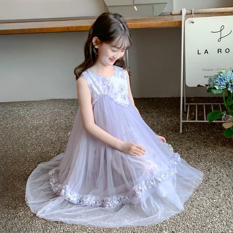 Girls' Summer Floral Lace Princess Dress