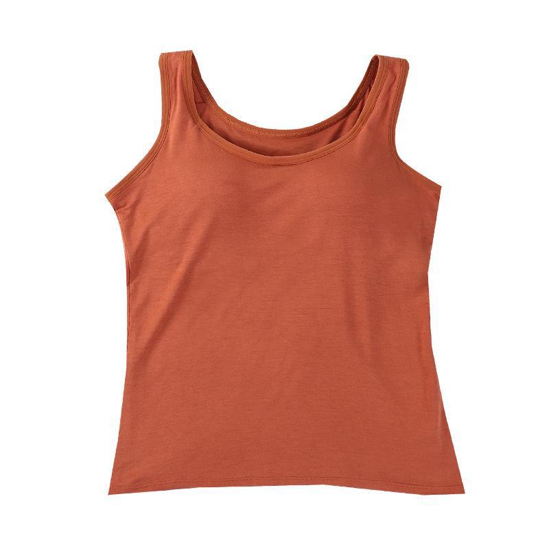 Women's Modal Sports Vest with Built-in Bra and Chest Pad - No Steel Ring, Anti-Exposure Design