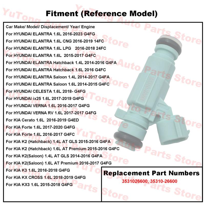 Fuel Injectors Valve For KIA CERATO 2016- 1.6L FORTE K2 K3 KX3 HYUNDAI ELANTRA ix25 CELESTA Nozzle Accessories 3531026600