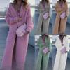 Temperament Commuter Lapel Вязаный кардиган Коллаж Однотонный Длинный женский трикотажный свитер