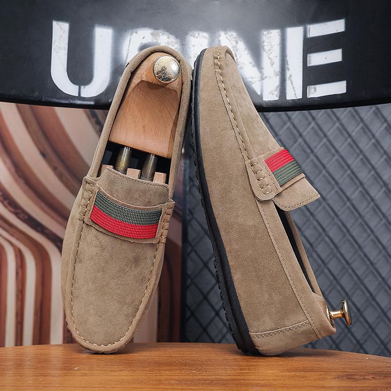 Four Seasons Frosted Anti-Velvet Leather One Pedal Soft Sole Suede Lazy British Style High-end Shoes Doudou Мужские повседневные туфли-перчатки